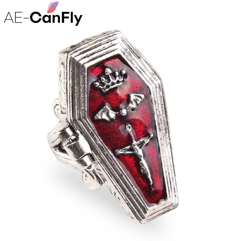 AE CANFLY вампира хэллоуинские кольца для женщин гроб открывается Корона летучая