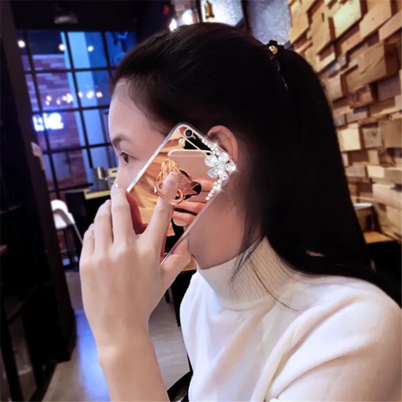 Для huawei P10 P20 Lite selfie P Смарт плюс Коврики 10 Pro с цветами и стразами алмаз зеркало