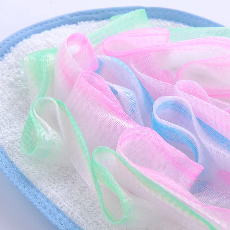 1 шт. полотенце для мытья длинная щетка ванны полотенца сетчатая губка тела