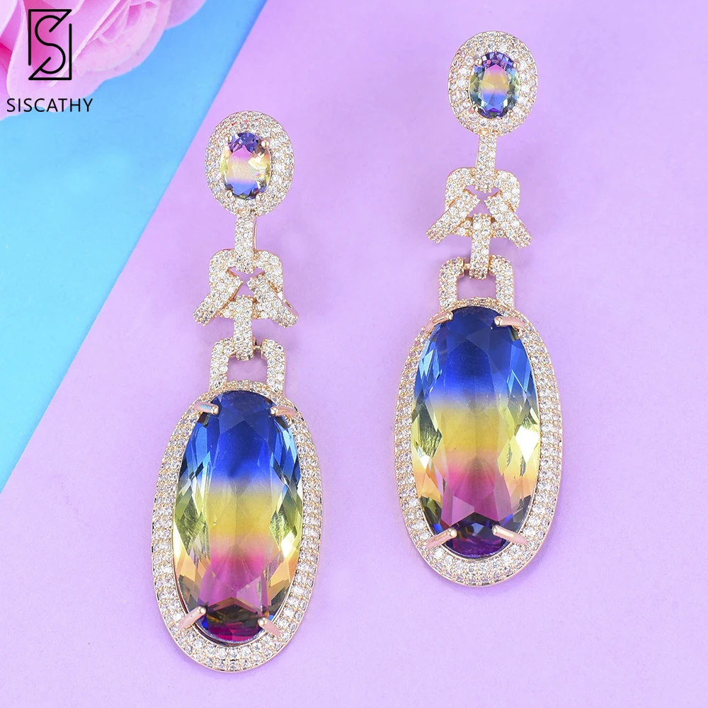 Женские серьги с фианитами Siscathy модные серьги-подвески для свадьбы от известного