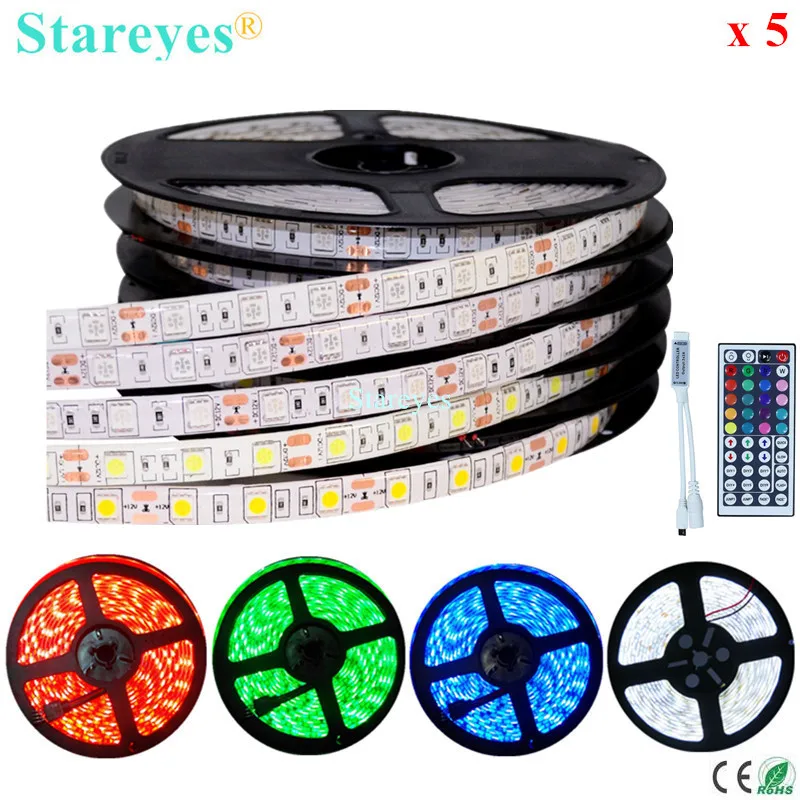 Бесплатная доставка 5 шт. SMD 5050 60 светодиодный одов/м RGB лента м 300 DC12V IP65