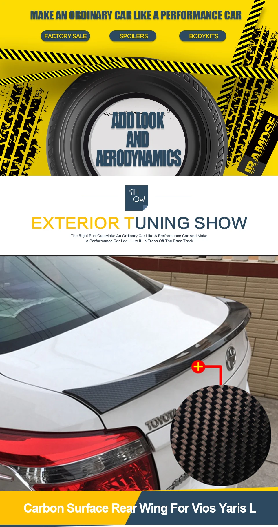Задняя Крышка багажника автомобиля спойлер крыло для Toyota Yaris L Vios- ABS Материал углеродная поверхность спортивный автомобиль заднее крыло краска собственного приготовления