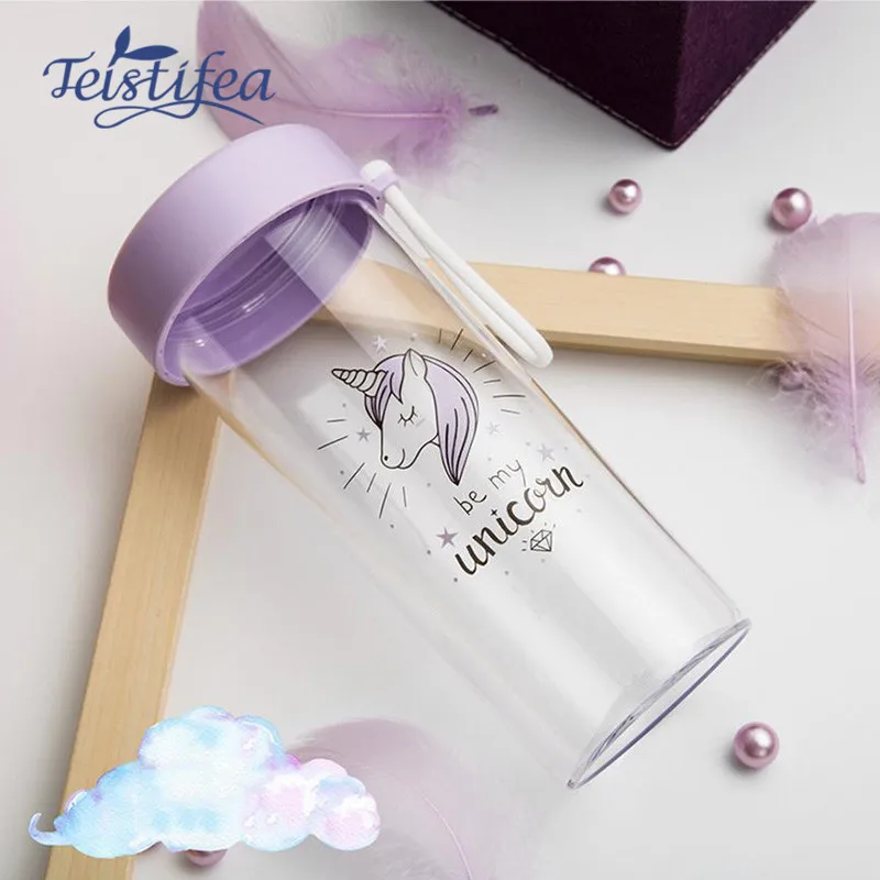 Teistifea 1 шт. Пластик бутылки Творческий мультфильм Rainbow Unicorn Портативный стороны
