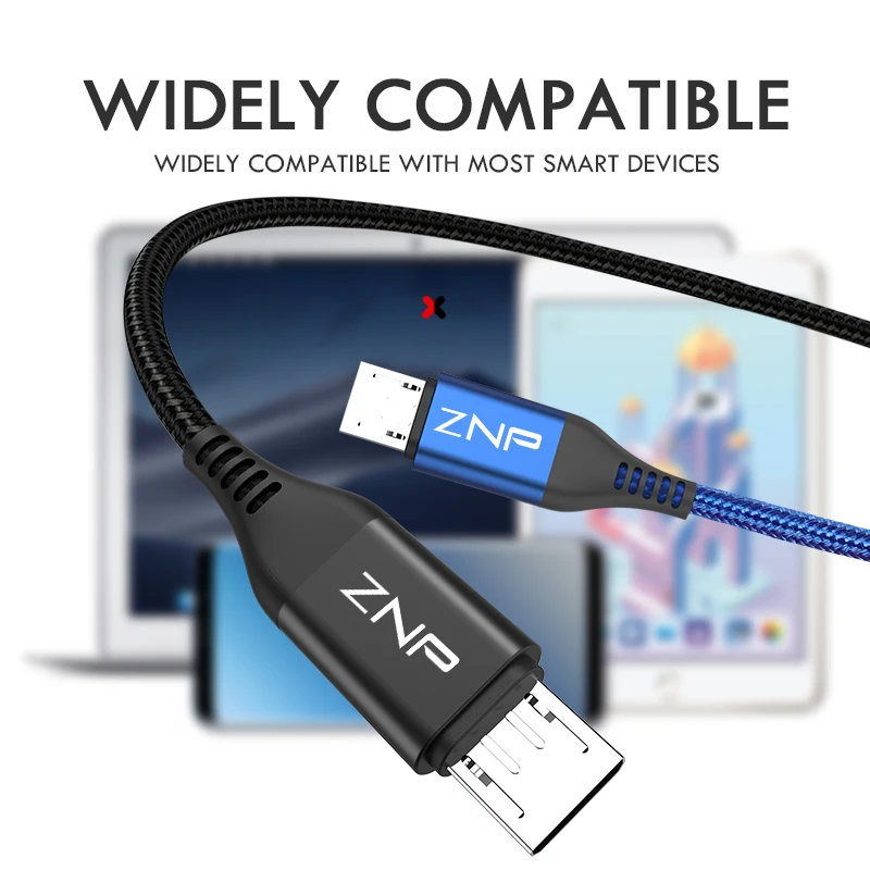 ZNP, 3 А, кабель Micro USB для быстрой зарядки для Redmi Note 5, 6, Pro, 4, шнур для зарядки и передачи данных для samsung, S7, Redmi, 7, Android, кабель Micro USB