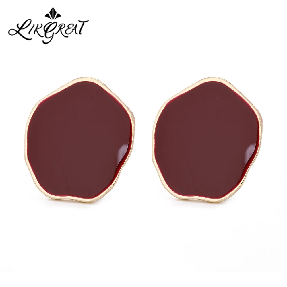Женские серьги гвоздики LIKGREAT винтажные с эмалью золотистого цвета и