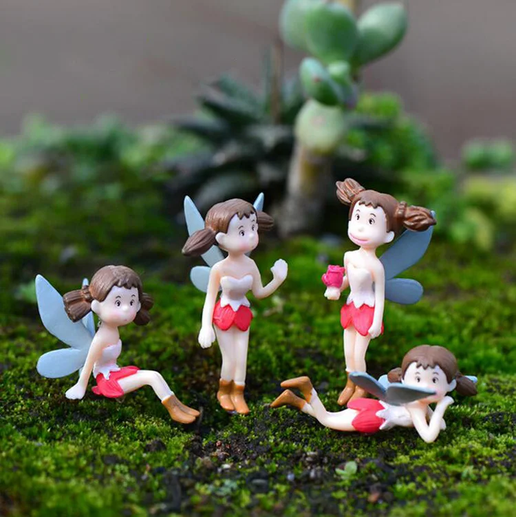 Миниатюрная фигурка для девочек декоративная мини Фея сад мультяшная статуя мох