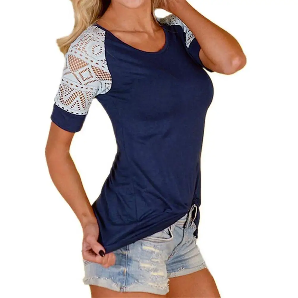 Новинка 2019 женская летняя блузка Hitmebox с круглым вырезом и коротким рукавом