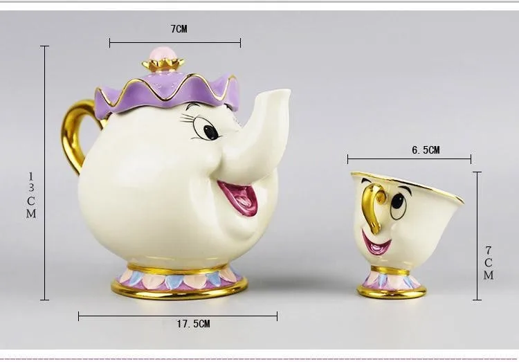 Мультяшный чайный набор красота и чудовище Mrs Potts чайный горшок чип чашка набор часы когсворт прекрасный подарок Креативный чай молоко посуда для напитков