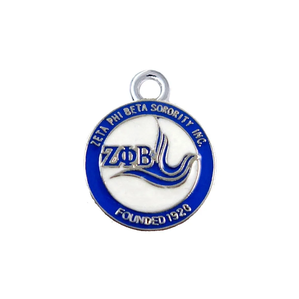 Двойная синяя белая эмаль греческая буква Zeta Phi Beta ZPB этикетка Очаровательная