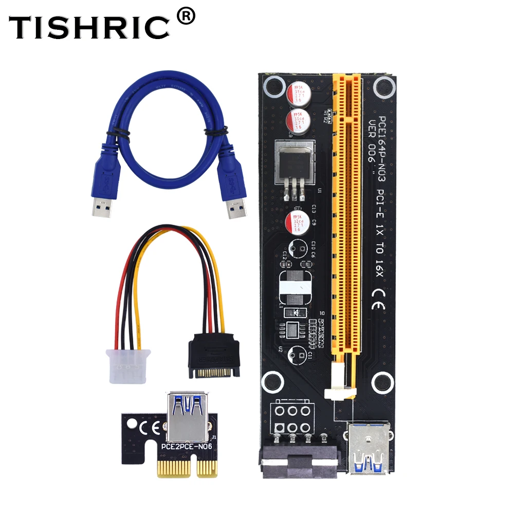 TISHRIC горячая Распродажа PCI-E расширитель PCI Express Riser Card 1x до 16x60 см синий USB 3 0 кабель