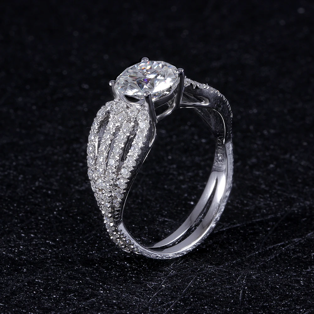 Transgems Luxury Center 3ct 9mm F Color Moissanite Engagement Ring for Women with Accents | Украшения и аксессуары