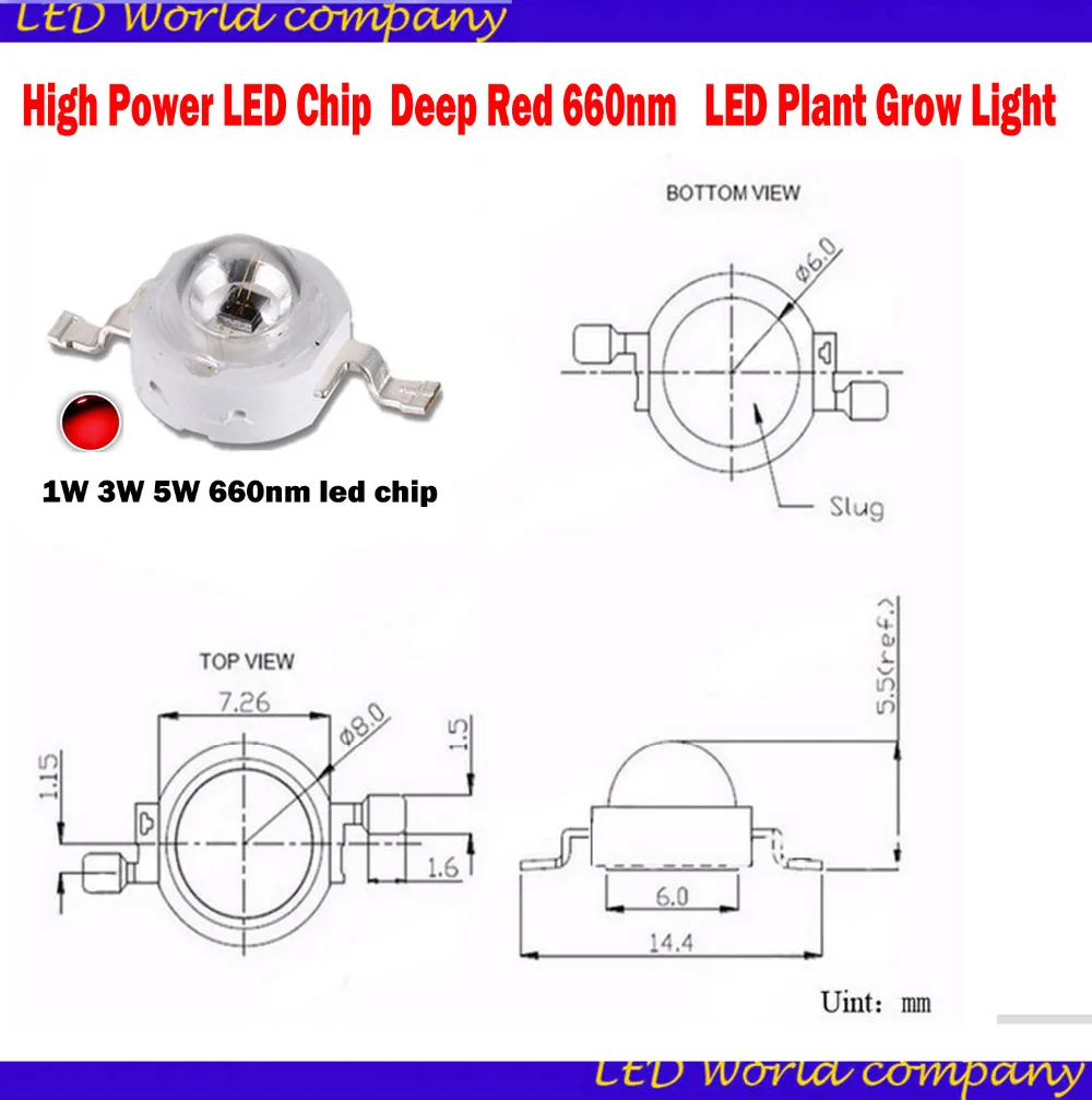 Светодиодный чип высокой мощности 660 нм глубоко красный светодиодный светильник
