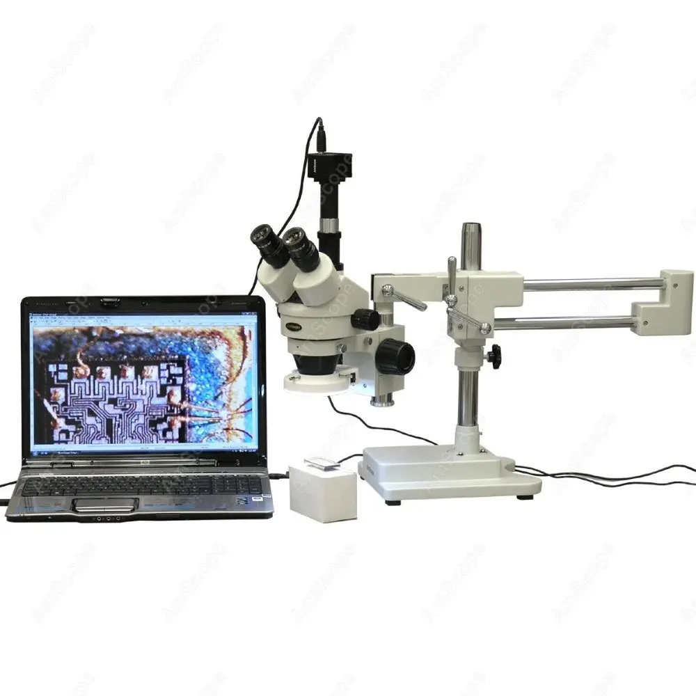 

Тринокулярный Стерео микроскоп-AmScope поставки 3.5X-90X светодиодный инспекции цепи Тринокулярный Стерео микроскоп + 3MP Камера
