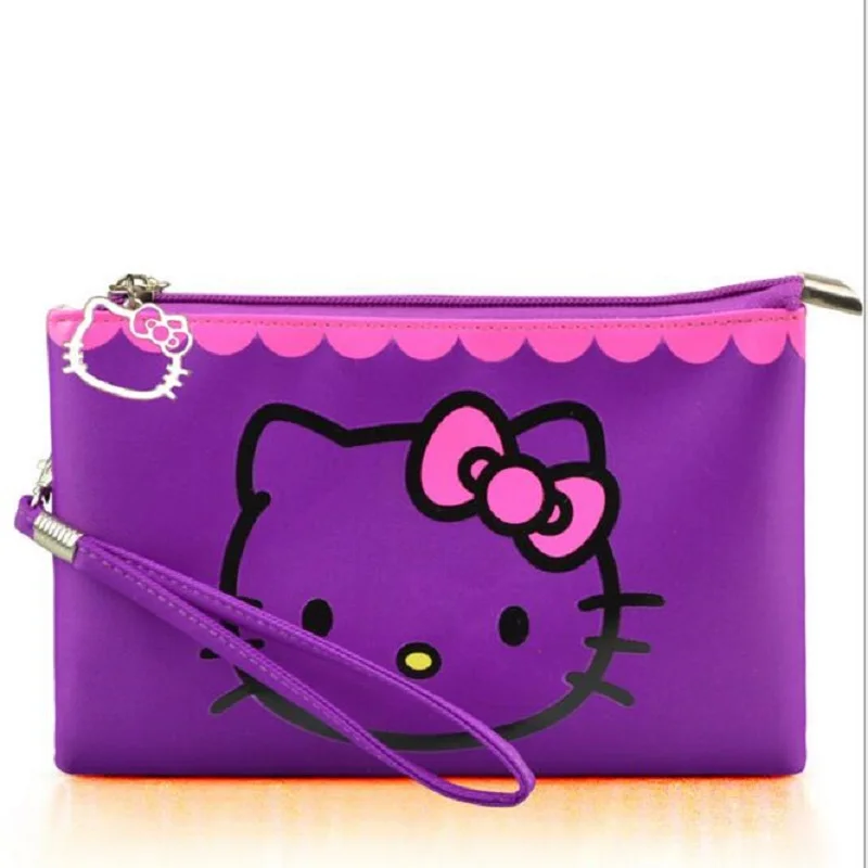 Милые маленькие женские сумочки hello kitty, водонепроницаемые, Женская эко-сумка, кошелек, клатчи с веревкой, 3 цвета, доступны - Цвет: Фиолетовый