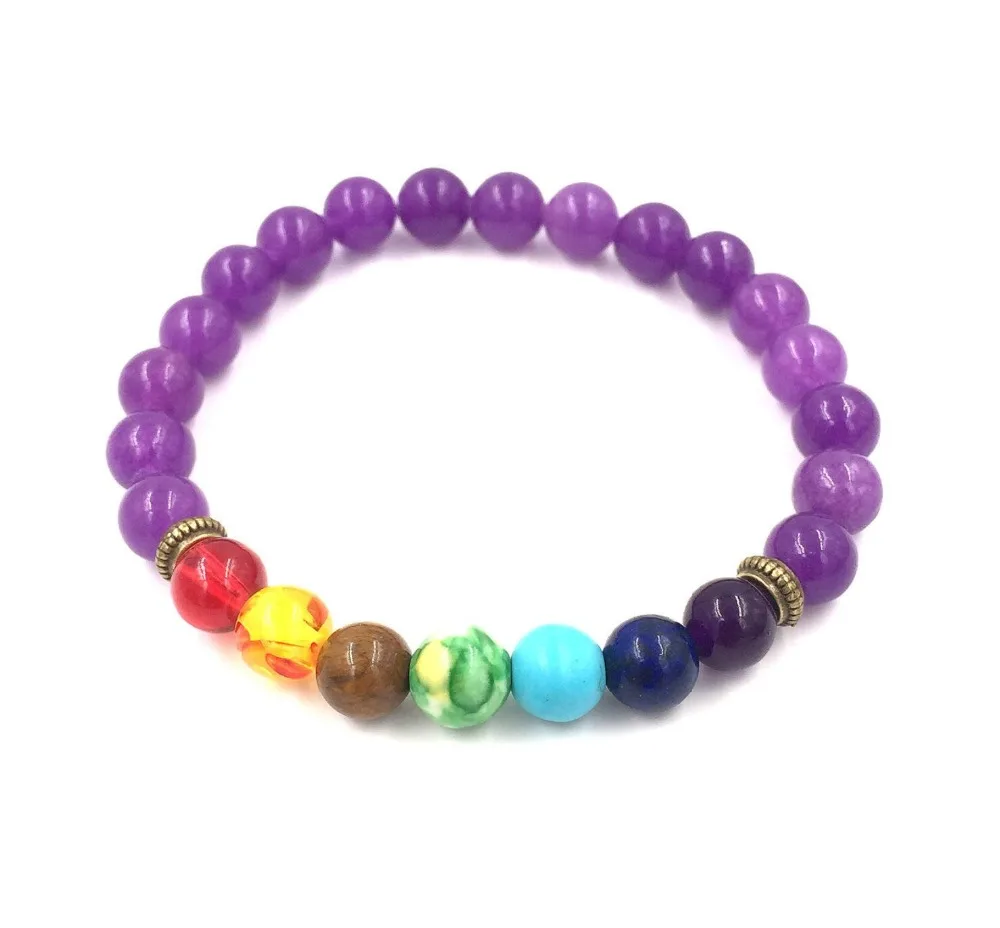 Браслет из вулканического камня с фиолетовыми бусинами 8 мм|Браслеты шармами| |