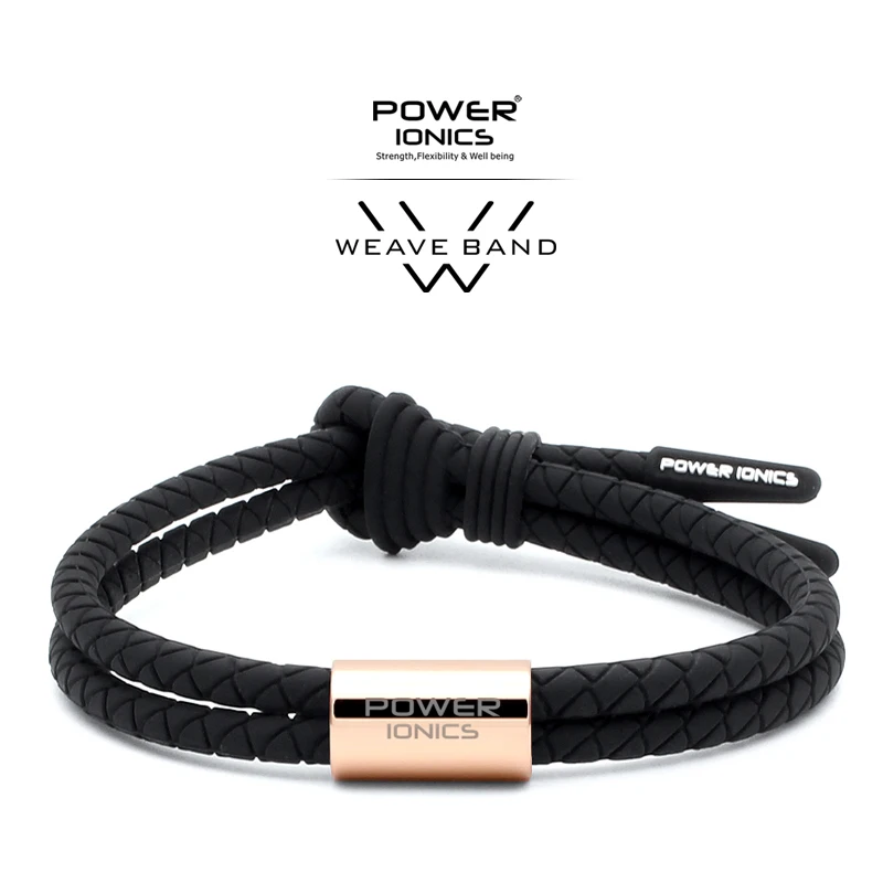 Power Ionics WEAVE BAND унисекс водонепроницаемый ионы и германий спортивный модный браслет надпись подарки - Окраска металла: Black-RoseGold Ring
