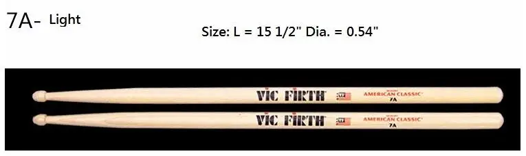Firth Hickory барабанные палочки 5A, 7A, сделано в США, несколько цветов барабанные палочки черный/белый - Цвет: wood 7A