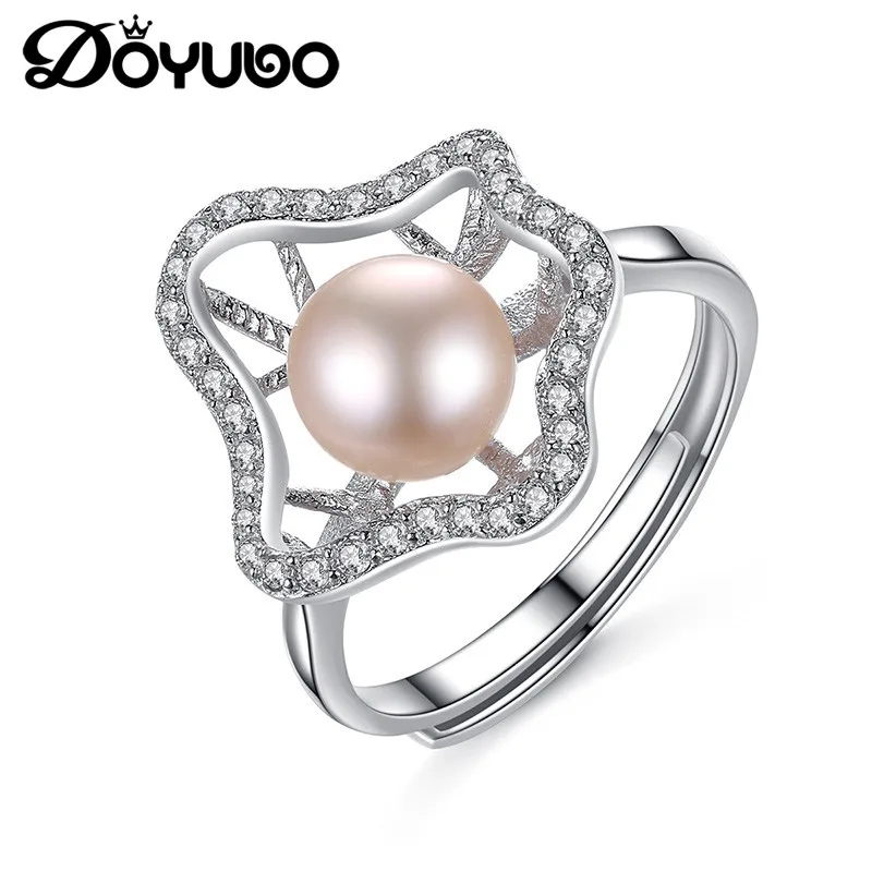 Классическое женское кольцо DOYUBO из стерлингового серебра с розовым пресноводным