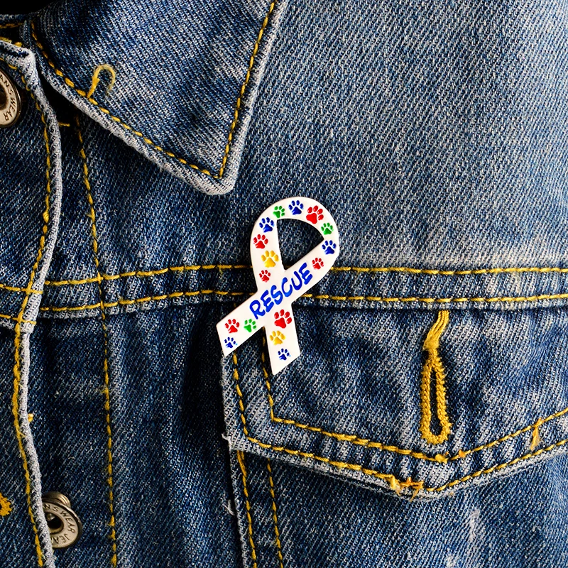 Белая лента красочная брошь с изображением лапы ювелирные изделия в память о