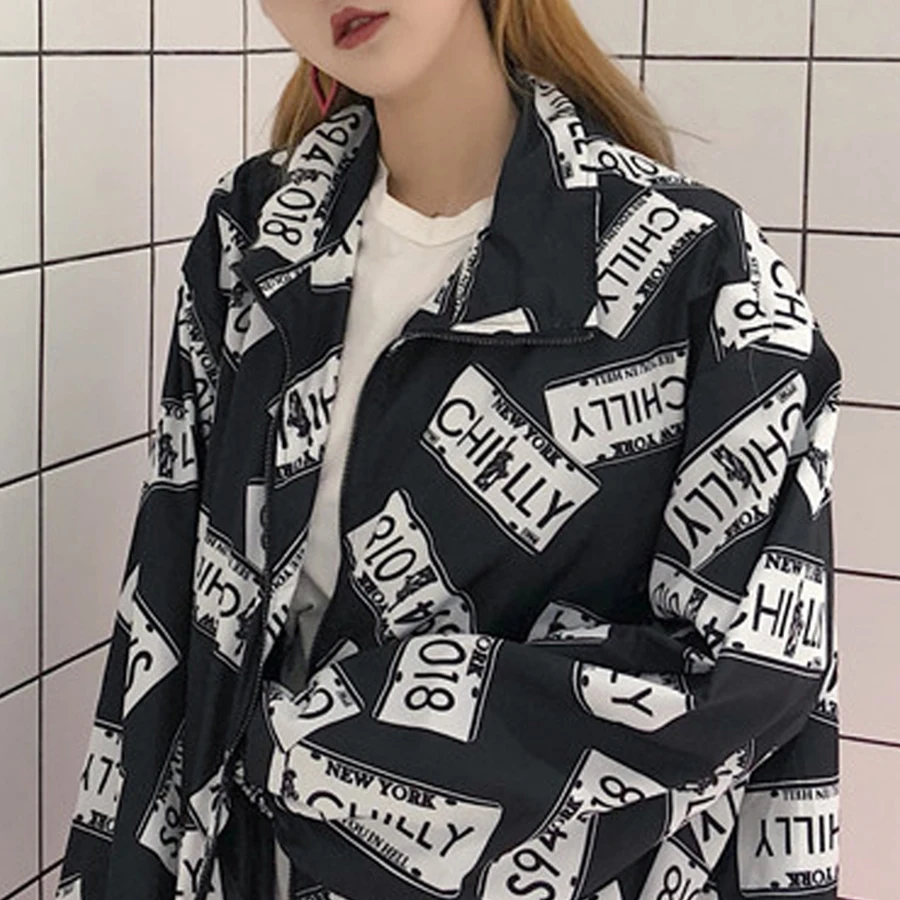 Повседневная рубашка женская Свободная блузка с длинным рукавом Ulzzang Harajuku