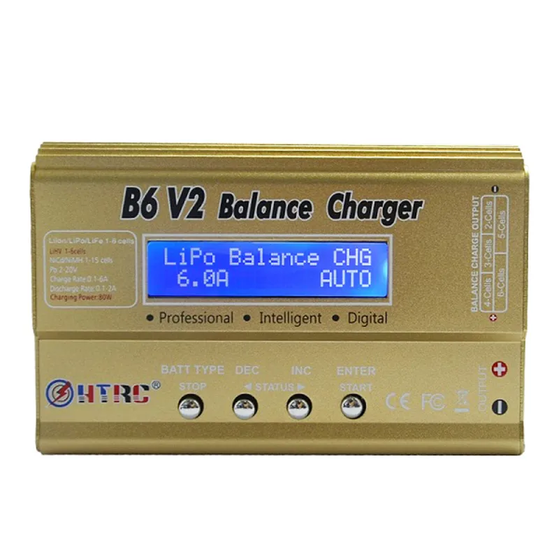 HTRC B6 V2 80 Вт 10A цифровой Радиоуправляемый аккумулятор зарядное устройство