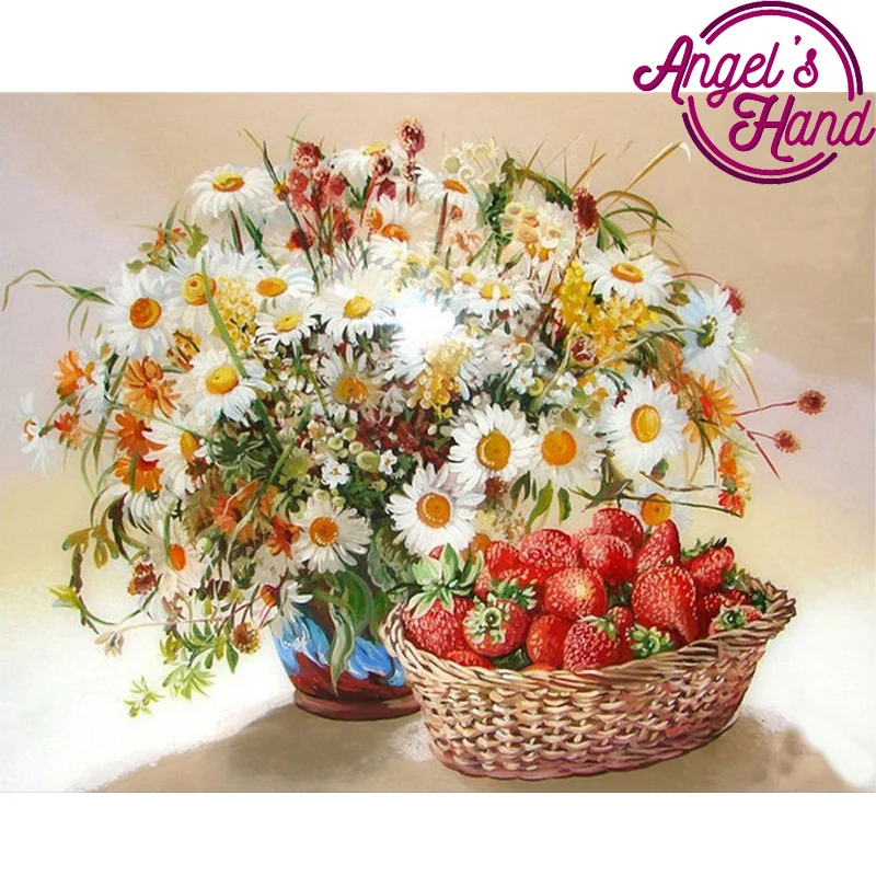 3D круглая Алмазная вышивка цветы фрукты икона алмазная живопись вишня Стразы