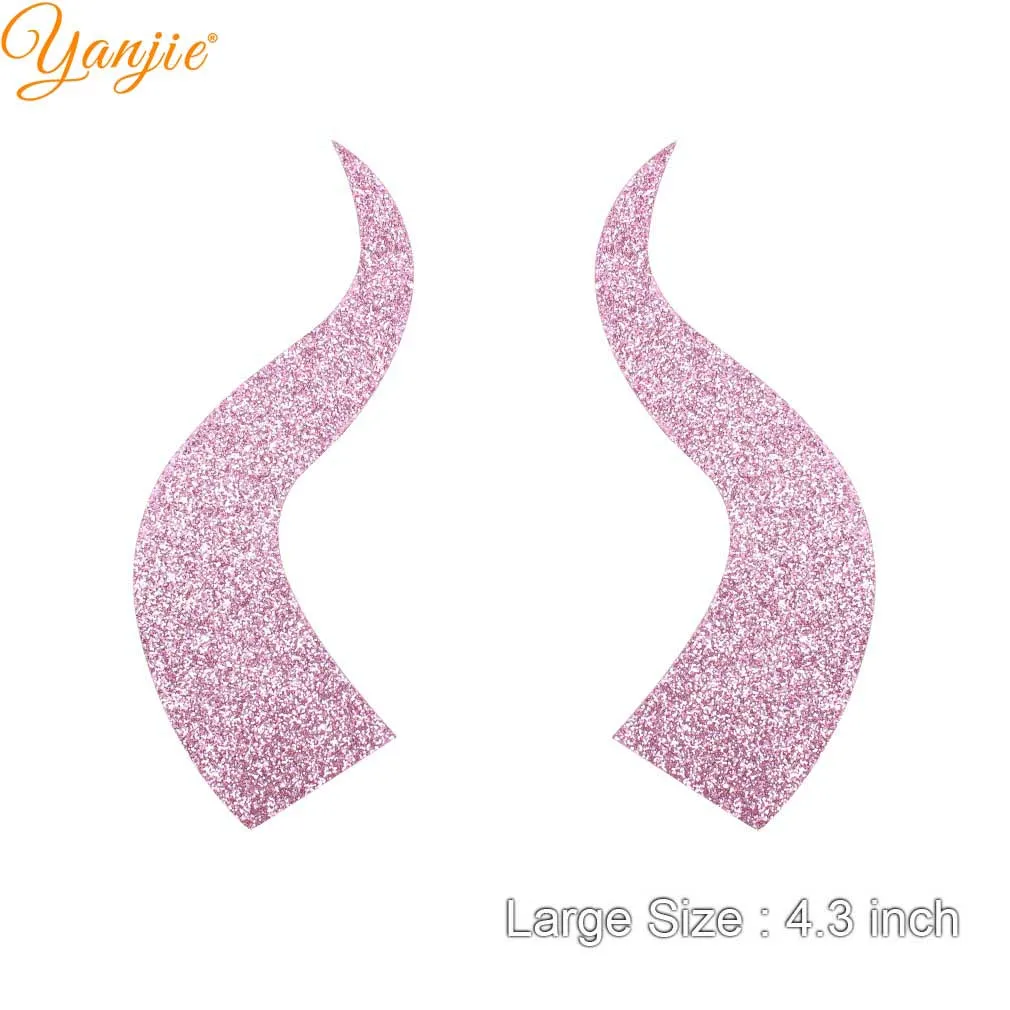 large-pink 10pairs/lot Glitter Felt Devil Horn For Girls Women Headband Hot Sale Halloween Party Kids Hair Bow DIY Hair Accessories - Цвет: large-pink