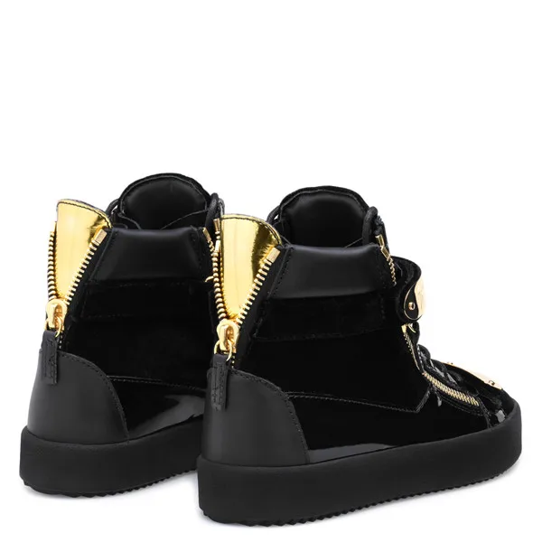 Мужские высокие кроссовки SHOOEGLE с золотистым металлом на шнуровке украшенные