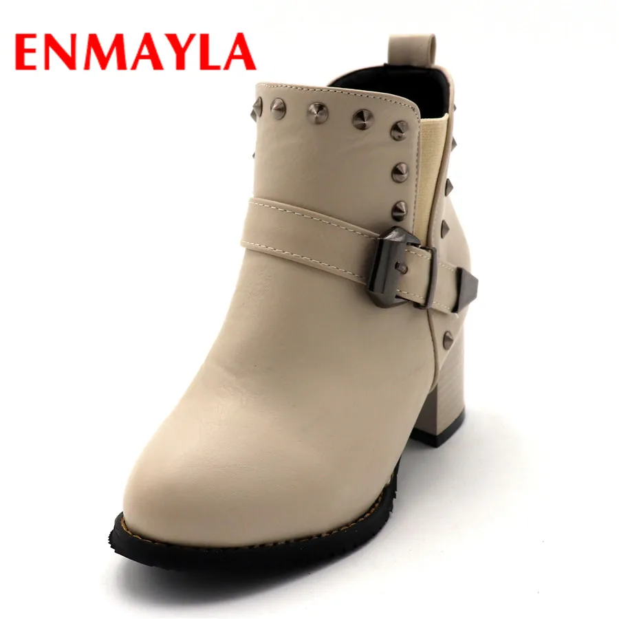ENMAYLA новые зимние ботинки с пряжкой на ремешке для свиданий модные однотонные