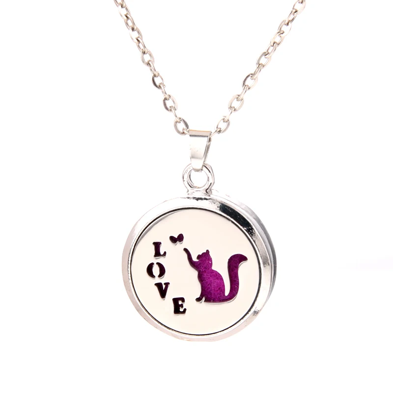 Love cat ароматерапия из нержавеющей стали диффузор ожерелье ювелирные изделия духи