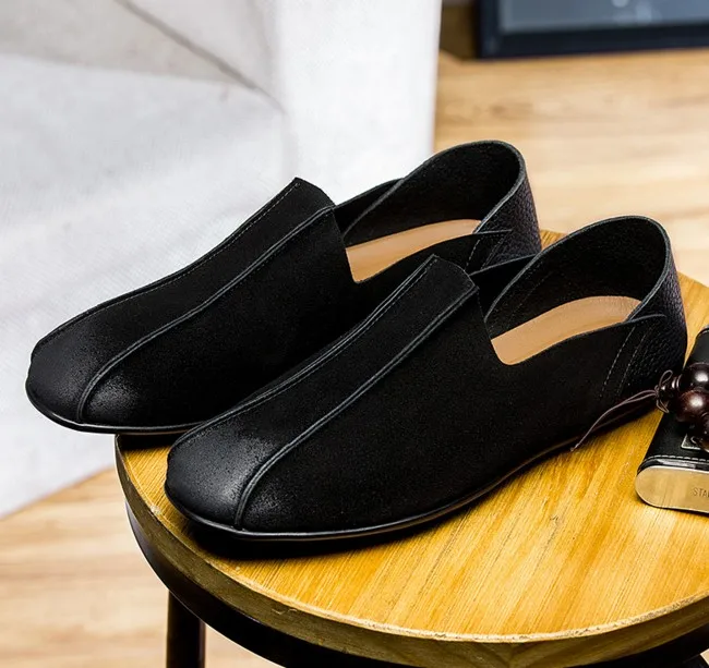 Cyabmoz Brand Vintage Flats Men Loafers 2017 Genuine Leather Suede Moccasins Driving Shoes Retro Slip On Chaussure Homme | Обувь