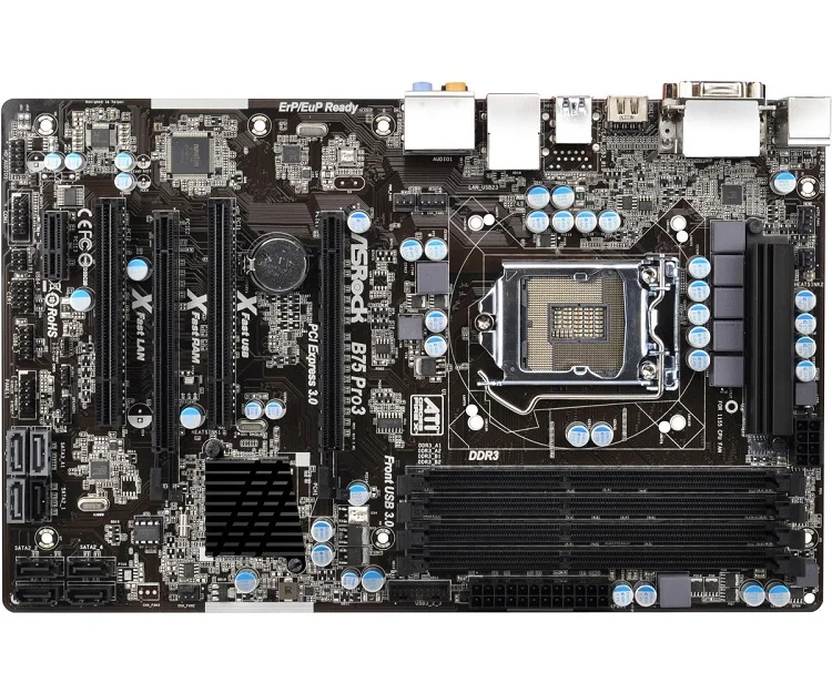 Оригинал B75 Pro3 LGA 1155 DDR3 32 Гб PCI E 3 0 USB3.0 SATA3.0 atxматеринская плата используется 90%