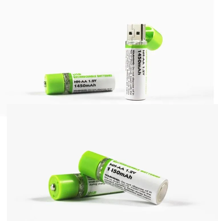 Лучшая цена за 2 шт. AA батареи Nimh 1 в 1450 мАч перезаряжаемые li-ion USB с цветной картой |