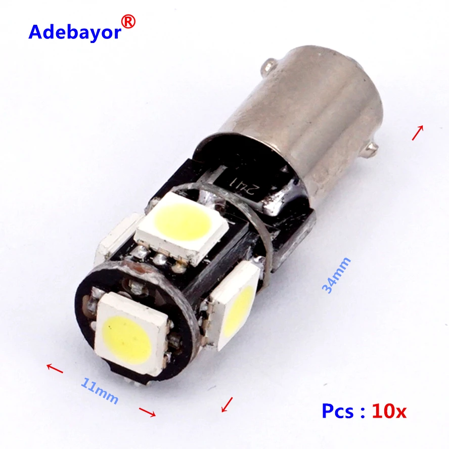 10 x T4W автомобильная лампа CANBUS безошибочный BA9S светодиодный H6W Белый 5050 SMD 5 дверной