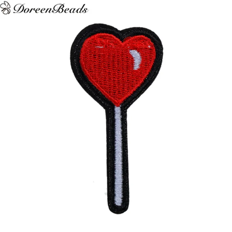 DoreenBeads черная сторона красное Персиковое сердце леденец форма полиэстер