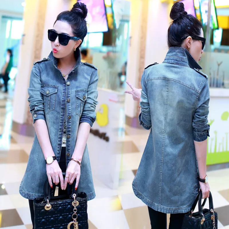 Новые повседневные женские джинсовые куртки модные Универсальные пальто 2017 с