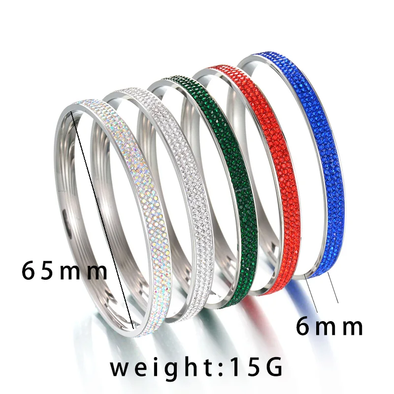 Atoztide Women Fashion 12 Birthstones 3 Rows Line Crystal Bangles Stainless Steel Round Silver Color Colorful Shine Bracelets | Украшения и