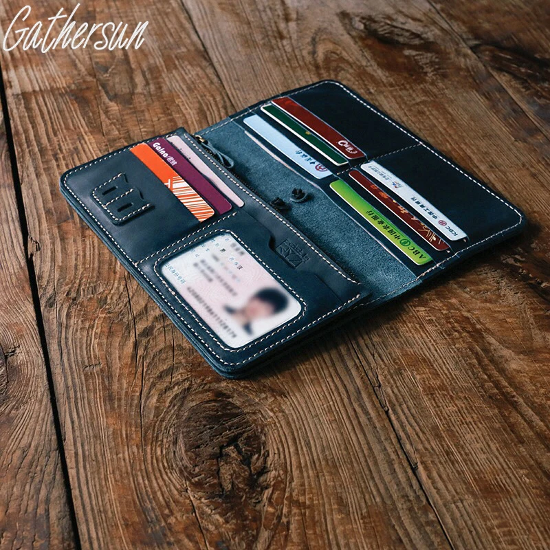 Длинный кожаный бумажник ручной работы персонализированный Ретро Большой