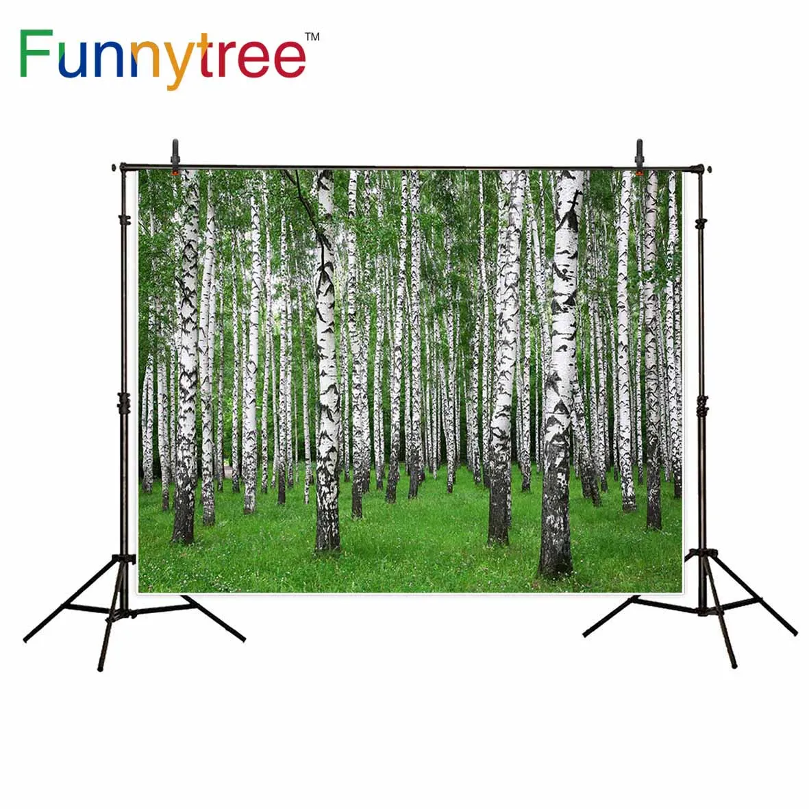 Funnytree красивый шведский летний пейзаж с прямыми березовыми деревьями в зеленой