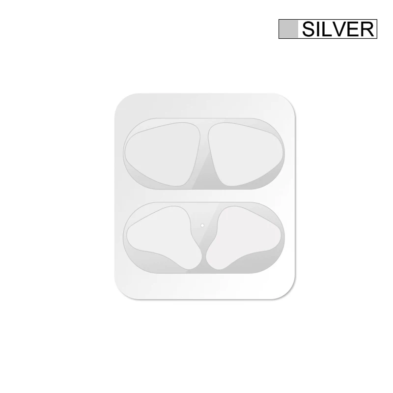 Silver Горячая Распродажа металлическая пыль гвардии Стикеры для Apple AirPods чехол для пыли Защитный Стикеры протектор для воздуха стручки аксессуары - Цвет: Silver