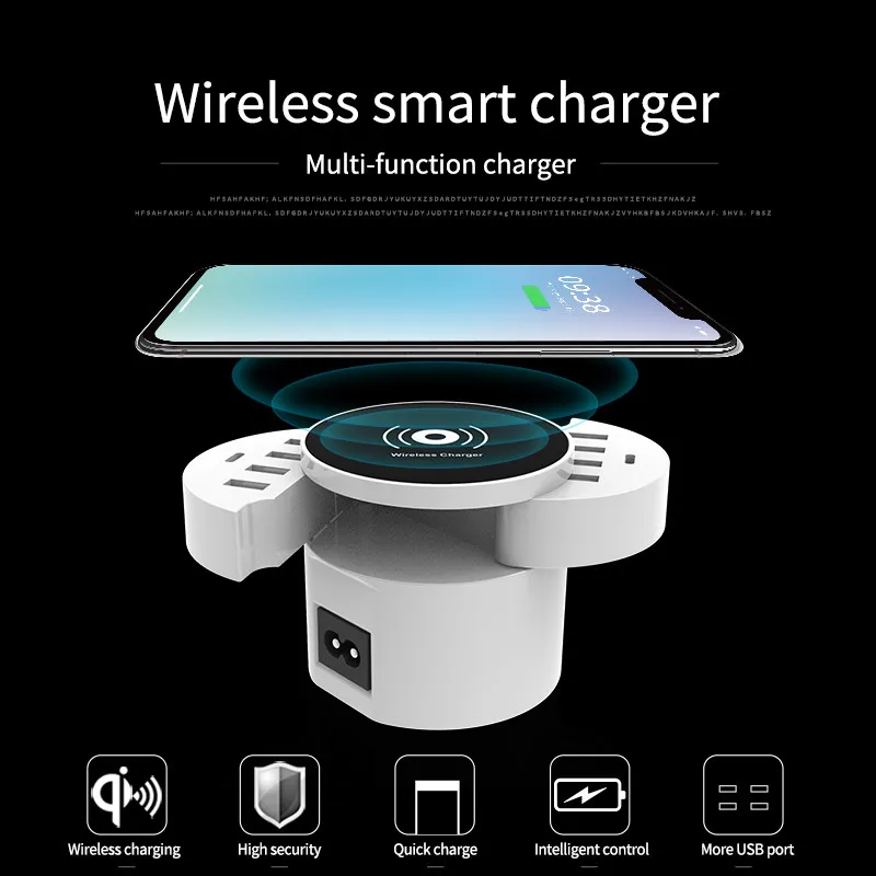 Складное Беспроводное зарядное устройство QI умное с 8 портами USB Type C зарядная
