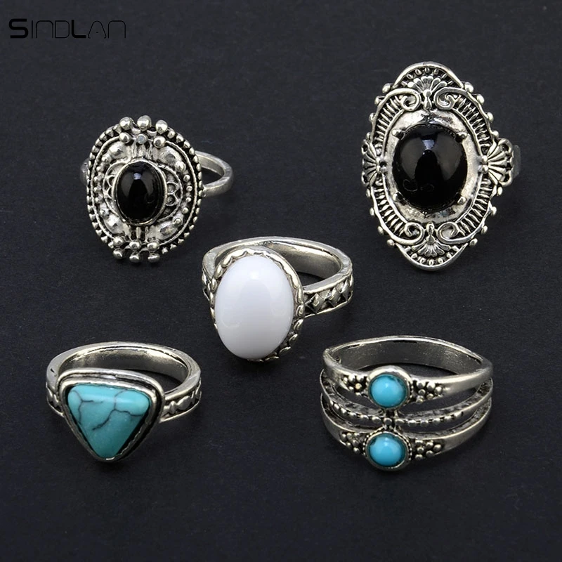 Новинка модные свадебные украшения богемное кольцо 5 шт./компл. этническое синее
