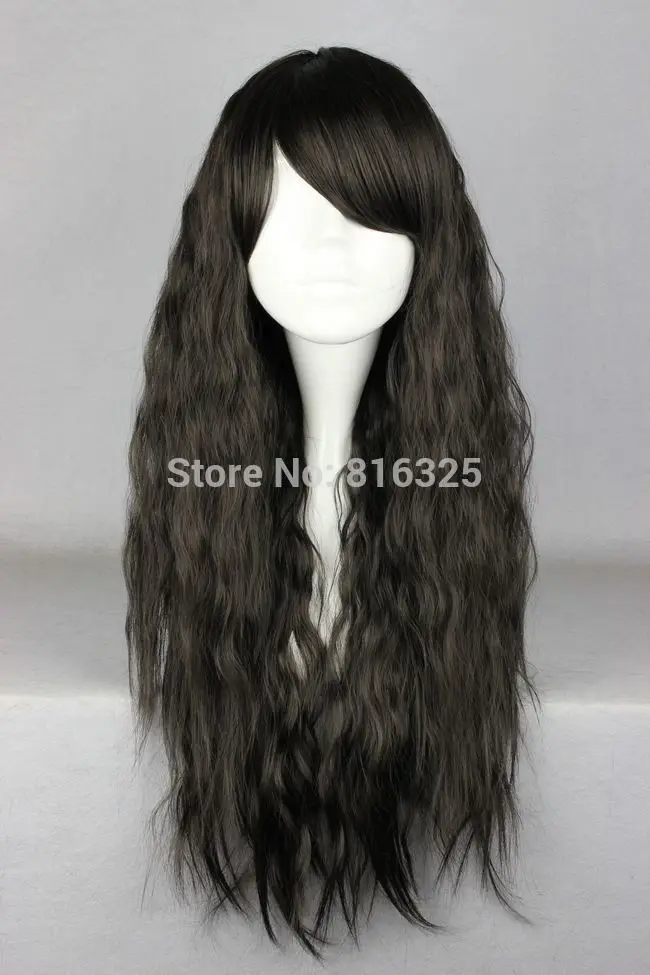 Быстрая ShippingNew мода 70 см длинные вьющиеся черные лолита косплей аниме потому -