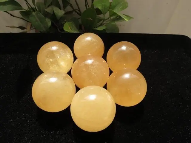 

38-41mm Natural Citrine Calcite Quartz Crystal Sphere Ball Healing Gemstone 1pc