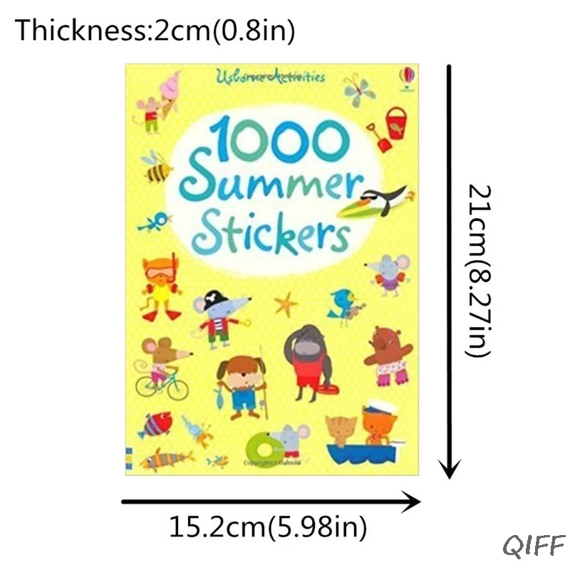 Children 1000 Reusable Cartoon Stickers/ Kids Baby Animal/Dinosaur/Princess/ Sticker Books For Kindergarden Schools
