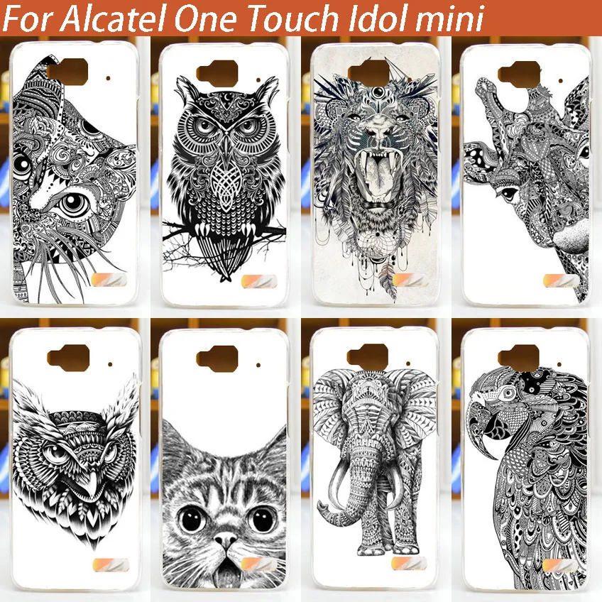 Черная и белая задняя крышка для телефона с рисунком животных хит продаж Alcatel One
