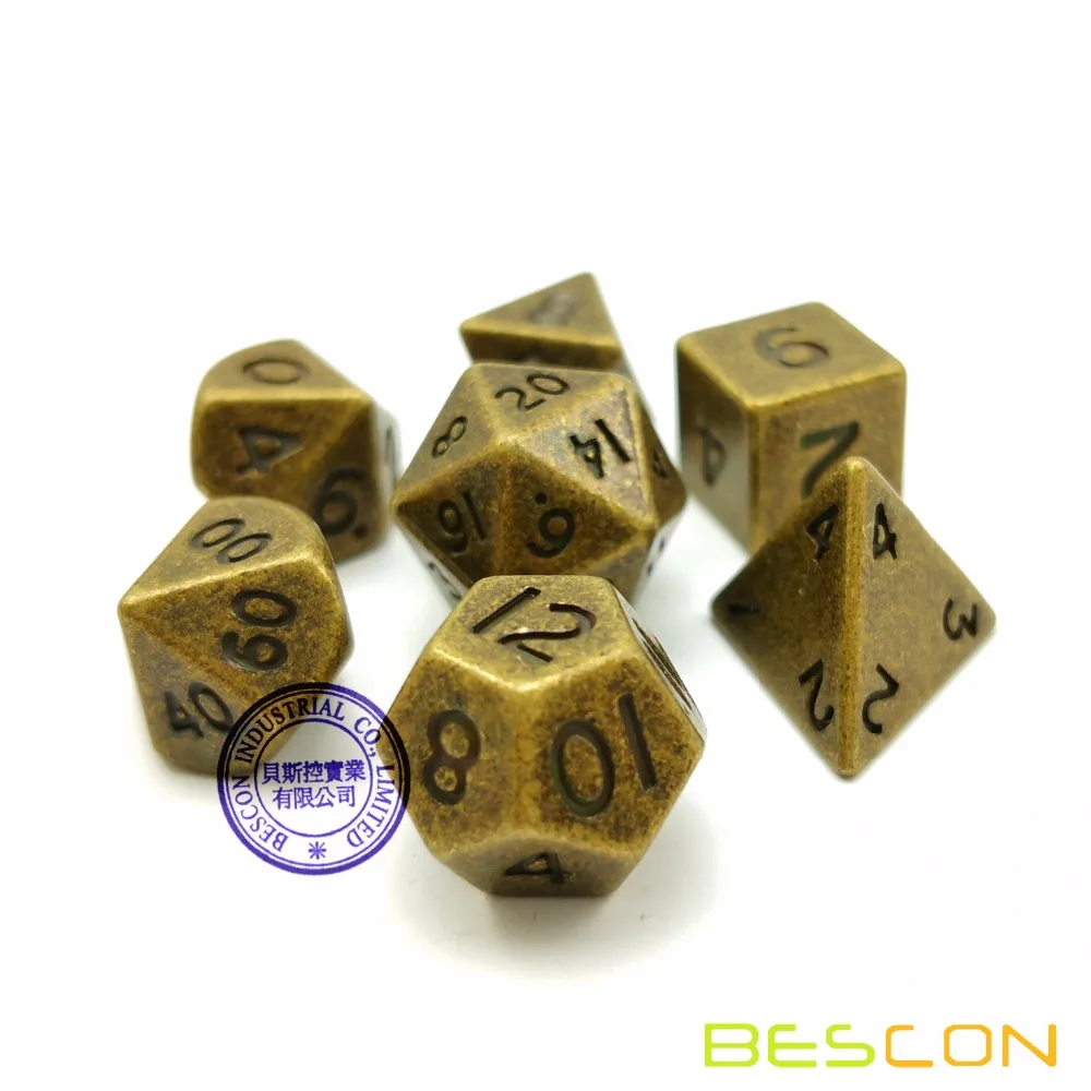 Bescon 10 мм Мини твердые металлические игральные кости старинная латунь мини