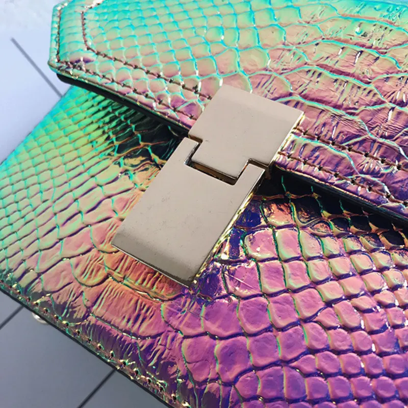 2017 Женской Моды Сумка Лазерного Голографического Змеиный Pattern Женщины Crossbody