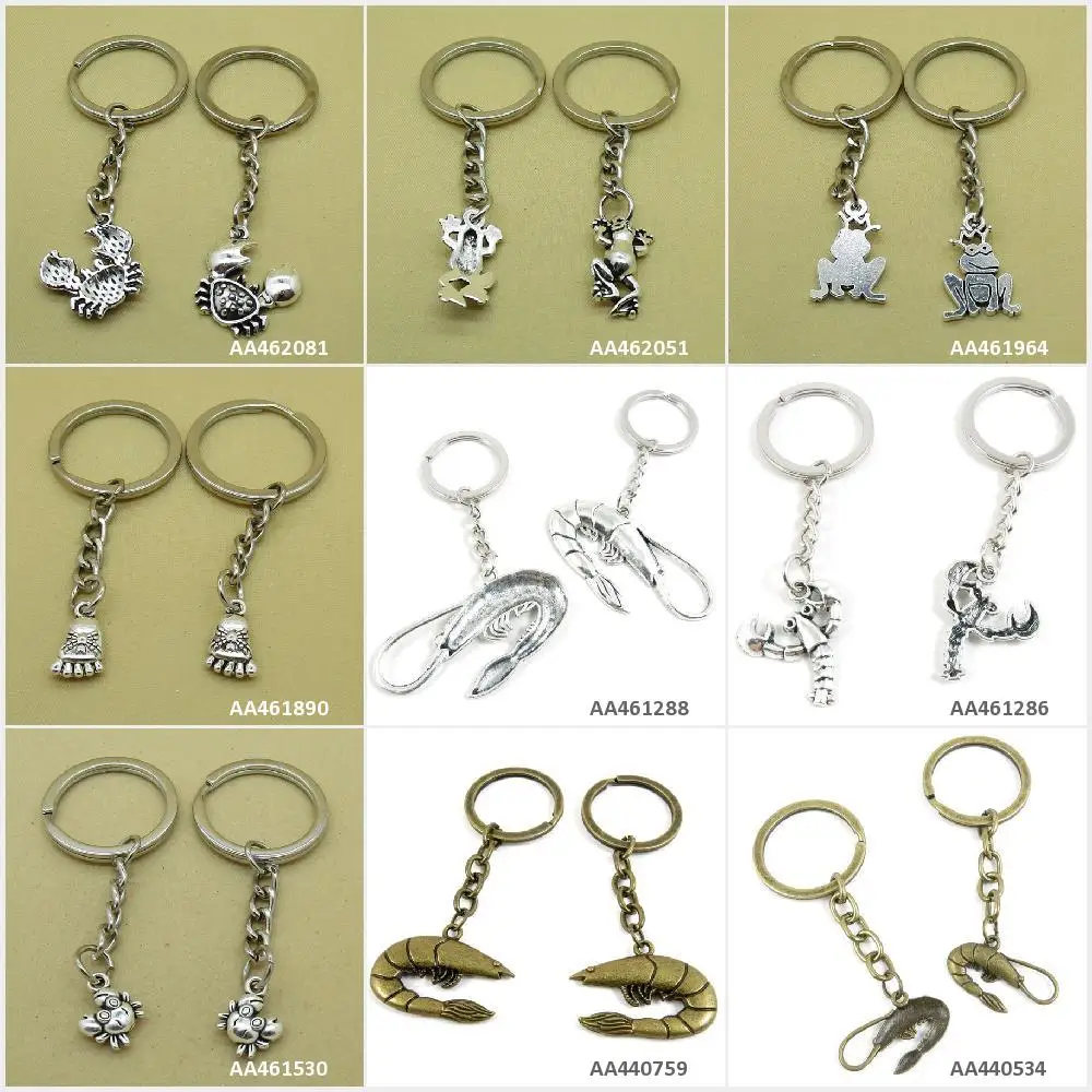 Серебристый Брелок для ключей из античной бронзы брелок на креветку лобстера