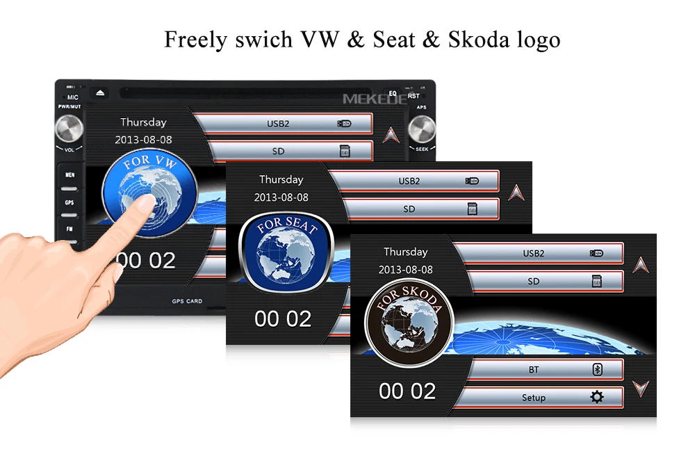 MEKEDE HD 2 din 7 дюймов Автомобильный DVD для VW Passat/JETTA/Bora/Polo/GOLF CHICO/SHARAN Поддержка заднего вида+ карта 16 г